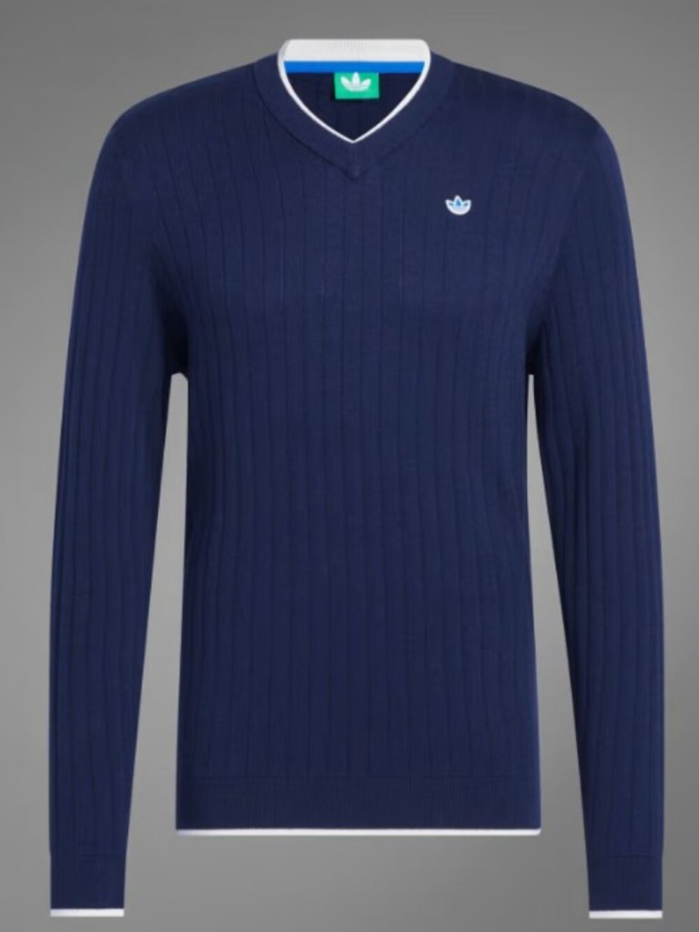 Men's Adidas Blue Ribbed Pullover Sweater Knit Cashmere JP1193 Size XL Golf